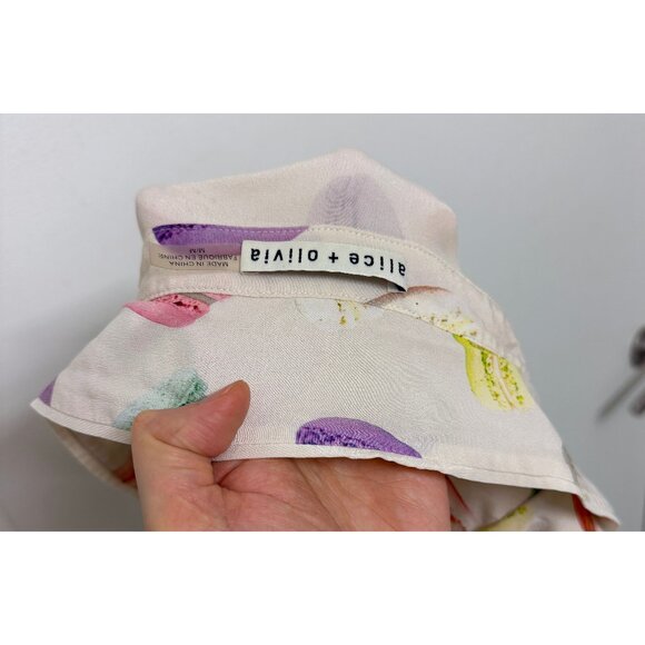 Alice + Olivia Eli Flutter Sleeve Shirt Blouse Silk Sunday Macaroons Macaron M - Picture 15 of 15